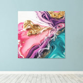 Luxe roze en goud canvas afdruk (Insitu (Houten vloer))