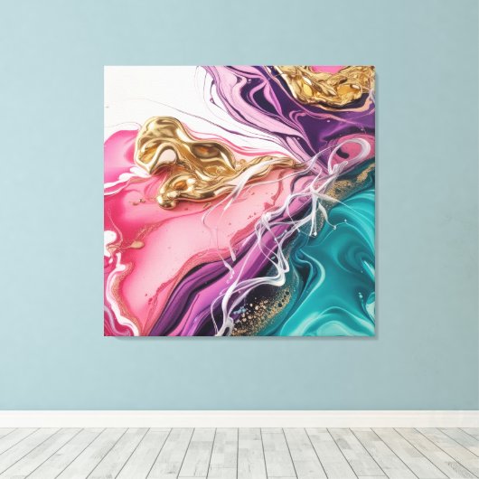 Luxe roze en goud canvas afdruk (Insitu (Houten vloer))
