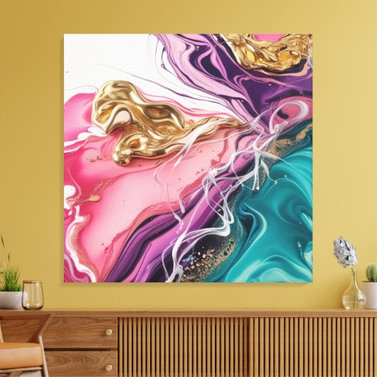 Luxe roze en goud canvas afdruk (Insitu (Woonkamer))