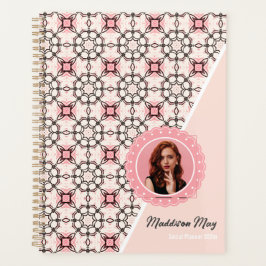 Luxe roze en zwart patroon met foto sociaal planner