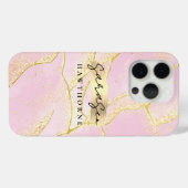 Luxe Roze Faux Gold Folie Monogram Borstel Stroke Case-Mate iPhone Case (Achterkant (horizontaal))