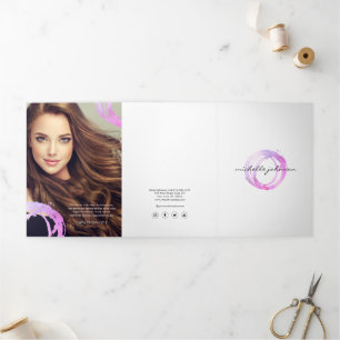 Luxe Roze Geschilderd Cirkel Logo Brochure Drieluik Kaart