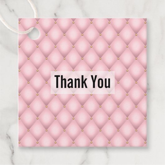 Luxe roze getuft diamanten patroon bedankjes labels (Voorkant)