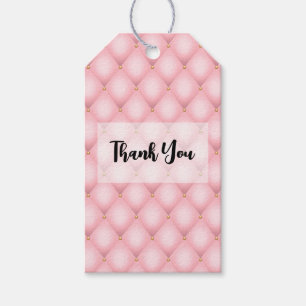 Luxe roze getuft diamanten patroon dank u cadeaulabel