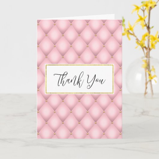 Luxe roze getuft diamanten patroon dank u kaart (Gele Bloem)