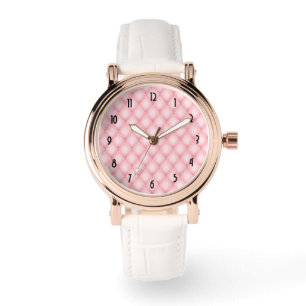 Luxe roze getuft diamanten patroon horloge