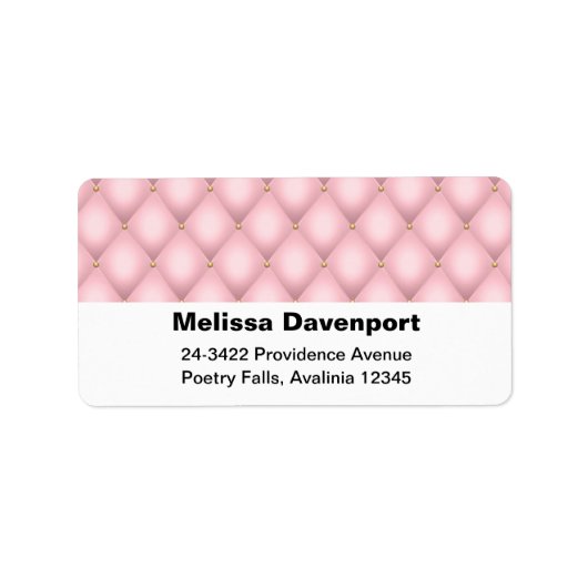 Luxe roze getufte diamant patroon adres etiket (Voorkant)