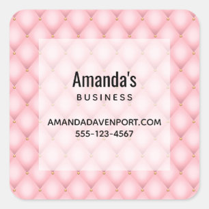 Luxe roze getufte diamant patroon bedrijf vierkante sticker