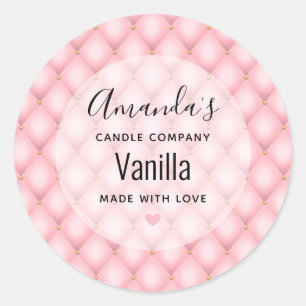 Luxe roze getufte diamanten patroon kaars Business Ronde Sticker