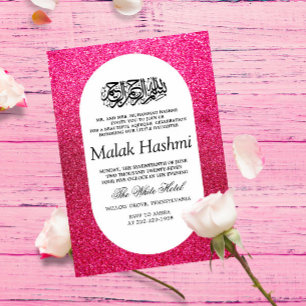 Luxe Roze Gliter Baby Islamitische Aqiqa Aqeeqah Kaart