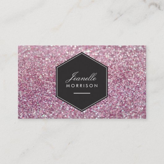 Luxe roze Glitter Beauty Visitekaartje (Voorkant)