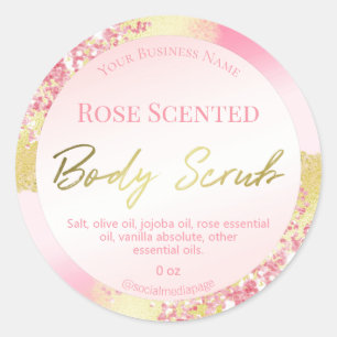 Luxe roze glitter gouden inkt body scrub labels