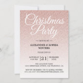 Luxe Roze Glitter Ombre Kerstfeest Uitnodiging (Voorkant)