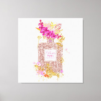 Luxe roze glitter-perfume canvas