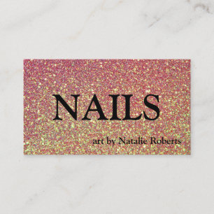 Luxe roze Glittery Nail Pools Visitekaartje