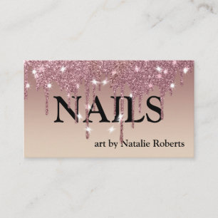 Luxe roze Glittery Nail Pools Visitekaartje