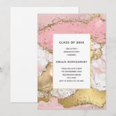 Luxe Roze Goud Roze Marmeren Ontwerp Afstuderen Kaart (Voorkant / Achterkant)