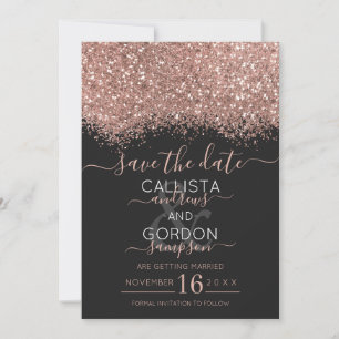 Luxe Roze Goud Zwarte Glitters Confetti Bruiloft Save The Date
