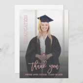 Luxe Roze Gouden Afstuderen Bedankt Foto (Voorkant / Achterkant)