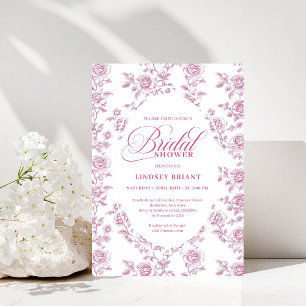 Luxe roze gouden bloemrozen bruidsdouche uitnodigi kaart
