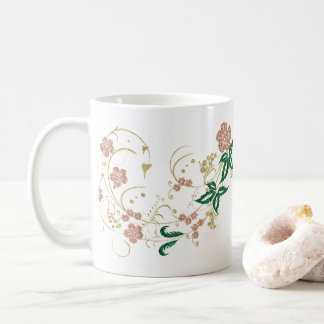 Luxe roze gouden en smaragdgroene glitters bloemst koffiemok