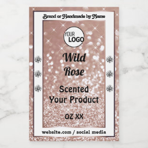 Luxe Roze Gouden Glitter Productlabel Voeg Logo To Voedselcontainer Etiket