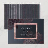 Luxe roze gouden moody vintage botanische bruiloft bedankkaart (Voorkant / Achterkant)