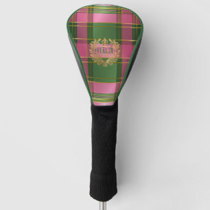 Luxe Roze Groen Geruit Monogram Golf Chic Golfheadcover