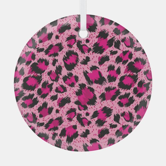 Luxe roze luipaard,  dessin. glas ornament (Voorkant)