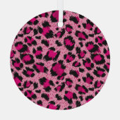 Luxe roze luipaard,  dessin. glas ornament (Achterkant)