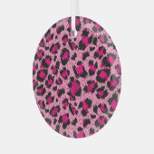Luxe roze luipaard,  dessin. glas ornament (Voorkant links)