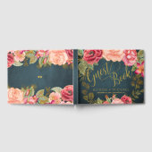 Luxe roze marine bloementypografie script bruiloft gastenboek (Volledig)