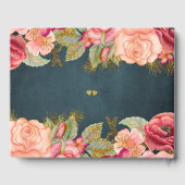 Luxe roze marine bloementypografie script bruiloft gastenboek (Achterkant)