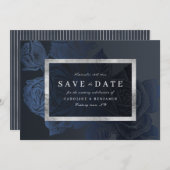 Luxe roze marine oud botanisch save the date (Voorkant / Achterkant)