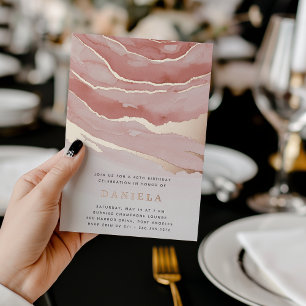 Luxe roze marmer Birthday Party of any Occasion Folie Uitnodiging