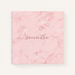 Luxe Roze Marmer Handtekening Naam Notitieboek