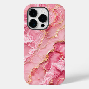 Luxe roze oceaanmarmer met gouden aders Case-Mate iPhone 14 pro hoesje