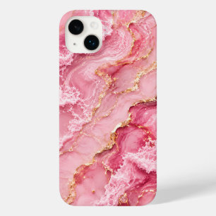Luxe roze oceaanmarmer met gouden aders Case-Mate iPhone 14 plus hoesje