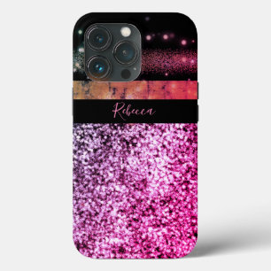Luxe Roze Paarse Gitter Signature Monogram iPhone 13 Pro Hoesje