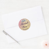 Luxe roze Paarse gouden glitter sterren dank u Ronde Sticker (Envelop)