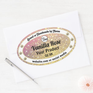Luxe roze Paarse goudtablet Logo productlabel Ovale Sticker
