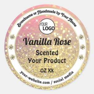 Luxe roze Paarse goudtablet Logo productlabel Ronde Sticker
