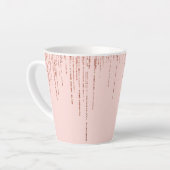 Luxe roze roodbruin glitter rand latte mok (Linkerhoek)