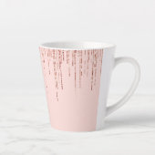 Luxe roze roodbruin glitter rand latte mok (Rechts)