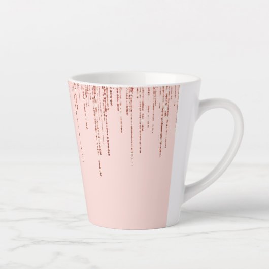 Luxe roze roodbruin glitter rand latte mok (Rechts)