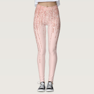 Luxe roze roodbruin glitter rand leggings