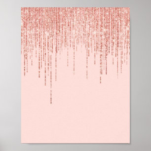Luxe roze roodbruin glitter rand poster