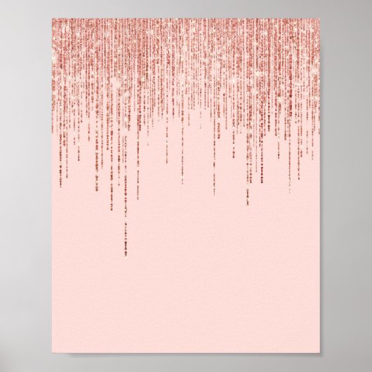 Luxe roze roodbruin glitter rand poster (Voorkant)