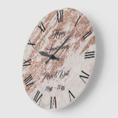 Luxe Roze Roos Glitter Marmer Aanpasbaar Grote Klok (Hoek)