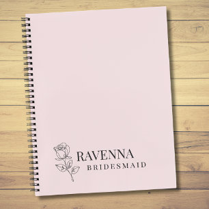 Luxe Roze Roos Lijnkunst Persoonlijke Naam Notitieboek